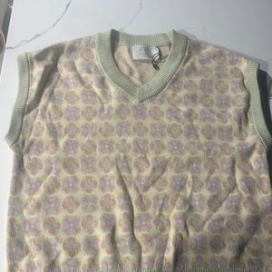 Men's Green and Cream Sweater Vest